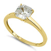 varitsa-jewellers - Solid 14K Yellow Gold Asscher 6.5mm Clear Engagement Ring - 01WS06